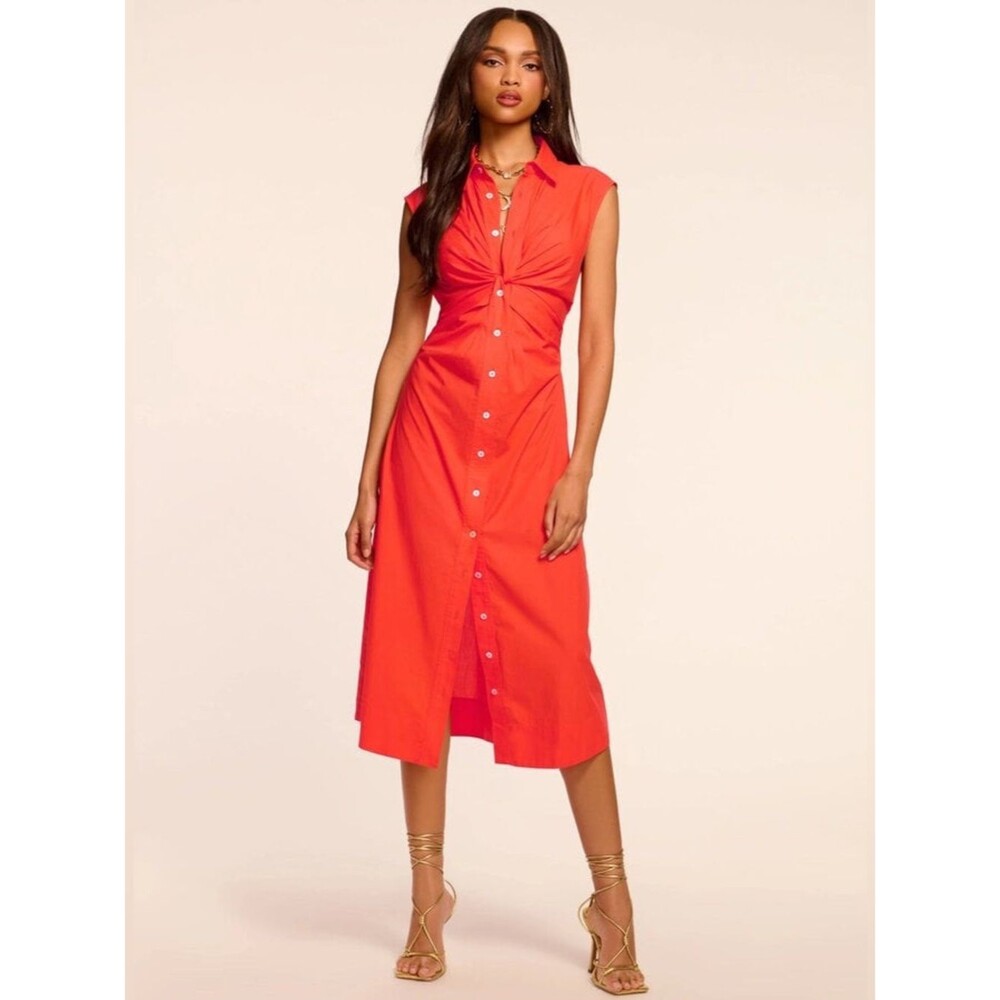 Ramy Brook Bright Lily Mihal Twisty Top Button Down Midi Dress Size Medium